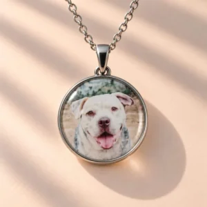 Dije Bisel Redondo Personalizado con Pelo y Foto de Mascota - imagen 2