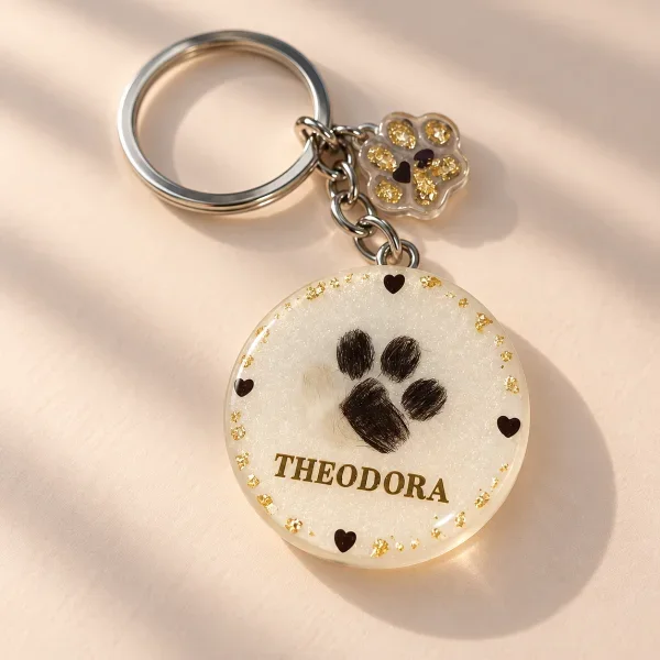Llavero Personalizado con Pelo y Foto de Mascota